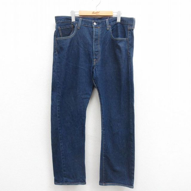 W38★古着 ジーンズ Levis リーバイス 501 メンズ 紺 ネイビー デニム 25oct30 中古 ボトムス ジーパン Gパン ロング パンツ