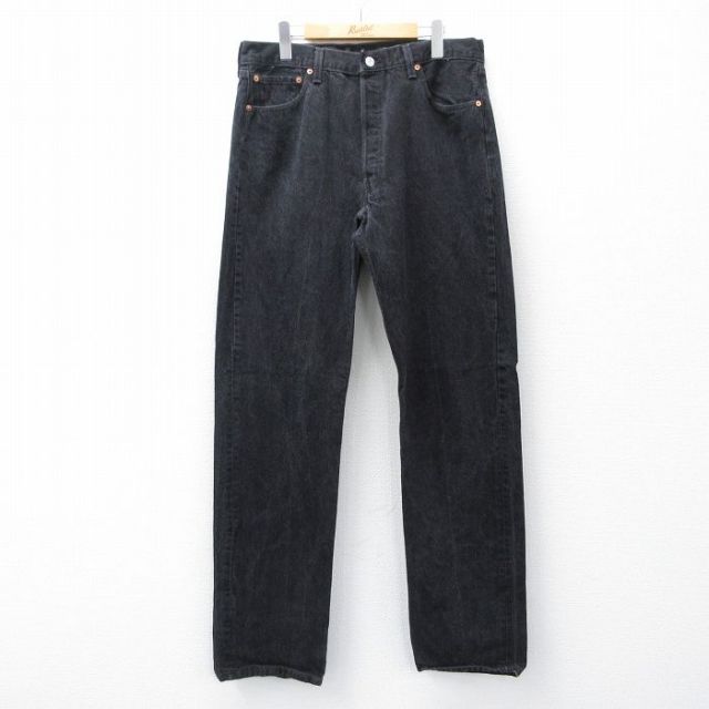 W33★古着 ジーンズ Levis リーバイス 501 メンズ 90年代 90s コットン USA製 黒 デニム【spe】 26jan15