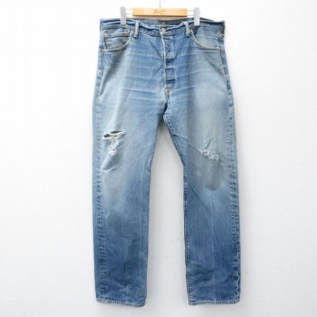 W35★古着 ジーンズ Levis リーバイス 501 メンズ 00年代 00s ヒゲ 紺 デニム 26jan15