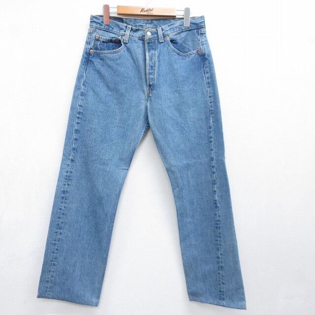 W30★古着 ジーンズ Levis リーバイス 501 メンズ 90年代 90s コットン USA製 ネイビー デニム【spe】 26jul29