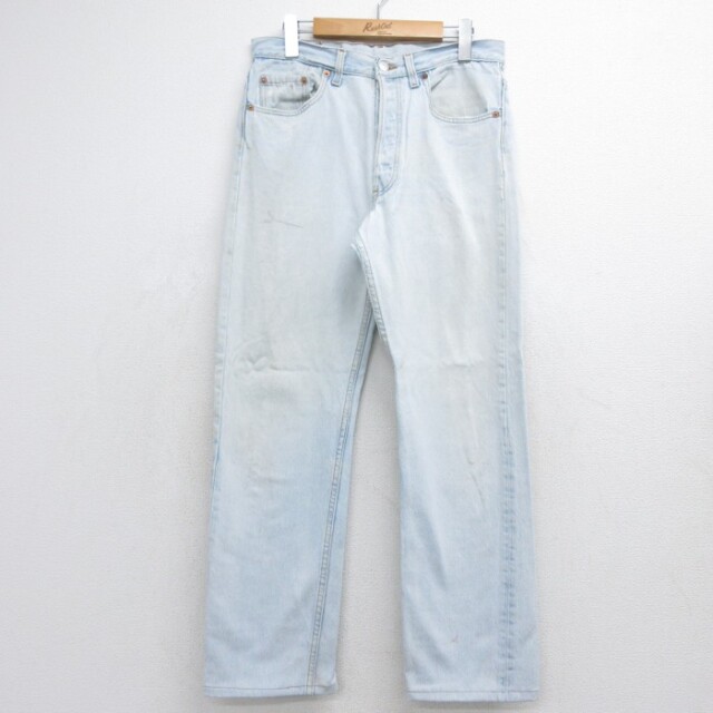 W32★古着 Levi's リーバイス501 メンズ 90年代 90s ジーンズ W32L34 コットン USA製 ネイビー デニム【spe】 26sep29