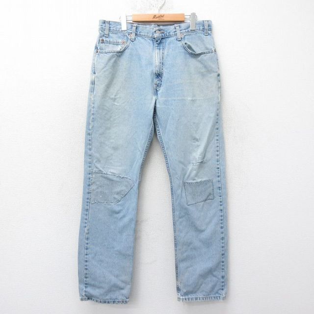 W35★古着 ジーンズ Levis リーバイス 505 メンズ コットン 紺 ネイビー デニム 25jan24 中古 ボトムス ジーパン Gパン ロング パンツ