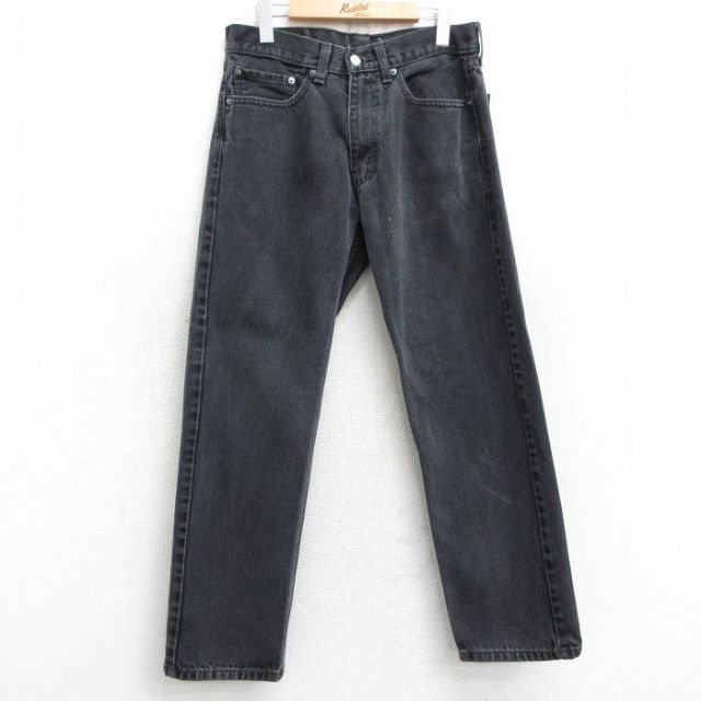 W31★古着 ジーンズ Levis リーバイス 505 メンズ 黒 ブラック デニム 25feb01 中古 ボトムス ジーパン Gパン ロング パンツ