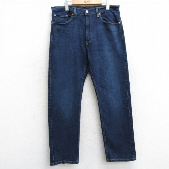 W36★古着 ジーンズ Levis リーバイス 505 メンズ ヒゲ 濃紺 ネイビー デニム 25feb01 中古 ボトムス ジーパン Gパン ロング パンツ