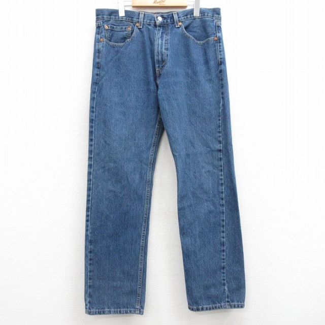 W36★古着 ジーンズ Levis リーバイス 505 メンズ コットン 紺 ネイビー デニム 25feb26 中古 ボトムス ジーパン Gパン ロング パンツ