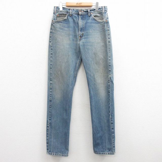 【50%OFF】W32★古着 ジーンズ Levis リーバイス 505 メンズ 00年代 00s ヒゲ コットン 紺 ネイビー デニム 25feb26 中古 ボトムス ジーパン Gパン ロング パンツ