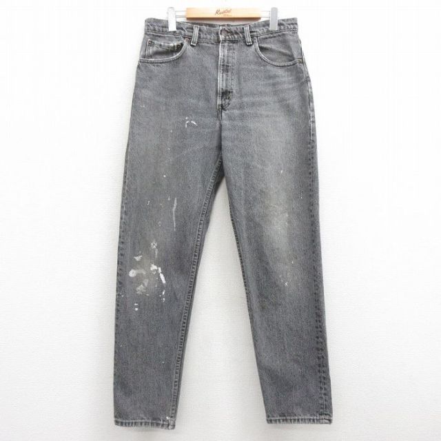 W34★古着 ジーンズ Levis リーバイス 550 メンズ 90年代 90s コットン USA製 黒 ブラック デニム 25feb26 中古 ボトムス ジーパン Gパン ロング パンツ
