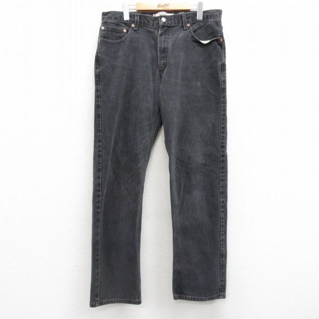 W36★古着 ジーンズ Levis リーバイス 505 メンズ 90年代 90s コットン USA製 黒 ブラック デニム 【spe】 25feb26 中古 ボトムス ジーパン Gパン ロング パンツ