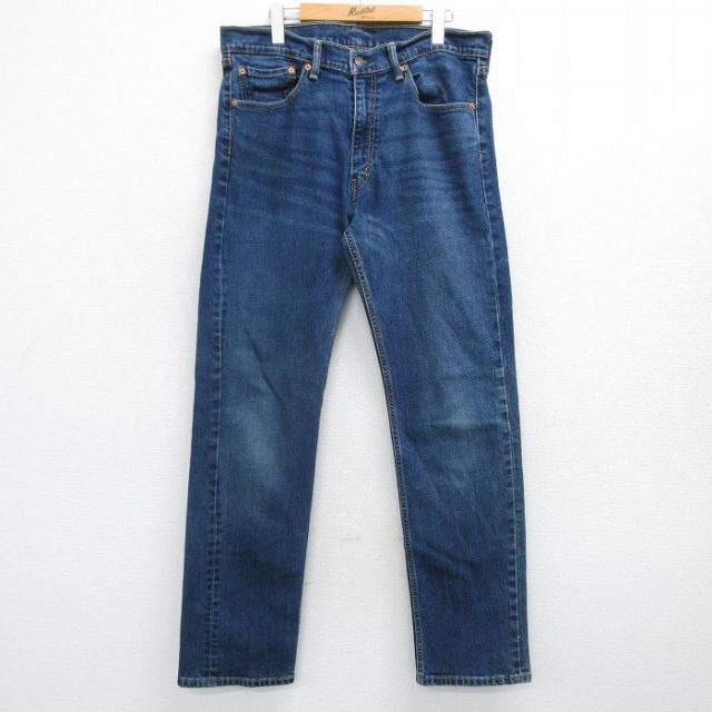W36★古着 ジーンズ Levis リーバイス 505 メンズ ヒゲ 紺 ネイビー デニム 25feb28 中古 ボトムス ジーパン Gパン ロング パンツ