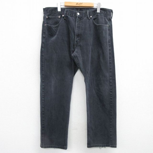 W37★古着 ジーンズ Levis リーバイス 505 メンズ コットン 黒 ブラック デニム 25feb28 中古 ボトムス ジーパン Gパン ロング パンツ