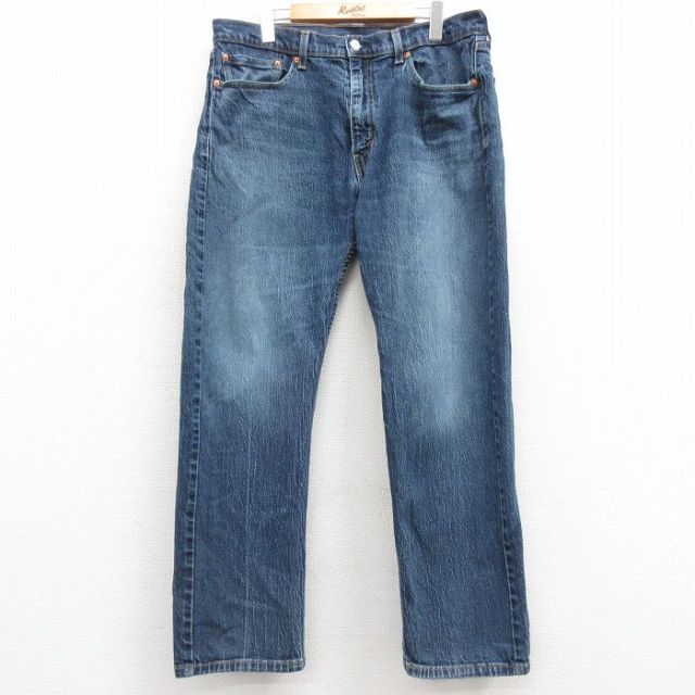 W36★古着 ジーンズ Levis リーバイス 505 メンズ ヒゲ 紺 ネイビー デニム 25mar01 中古 ボトムス ジーパン Gパン ロング パンツ