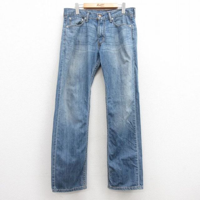 W34★古着 ジーンズ Levis リーバイス 505 メンズ ヒゲ コットン 紺 ネイビー デニム 25mar01 中古 ボトムス ジーパン Gパン ロング パンツ