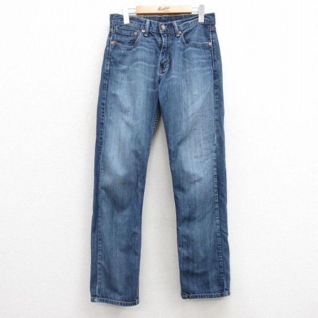 W30★古着 ジーンズ Levis リーバイス 505 メンズ ヒゲ コットン 紺 ネイビー デニム 25mar01 中古 ボトムス ジーパン Gパン ロング パンツ