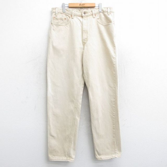 【50%OFF】W36★古着 ジーンズ Levis リーバイス 550 メンズ 90年代 90s コットン USA製 ベージュ カーキ デニム 25mar05 中古 ボトムス ジーパン Gパン ロング パンツ