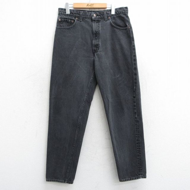 W34★古着 ジーンズ Levis リーバイス 550 メンズ 90年代 90s コットン USA製 黒 ブラック デニム 25mar05 中古 ボトムス ジーパン Gパン ロング パンツ