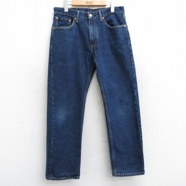 W31★古着 ジーンズ Levis リーバイス 505 メンズ コットン 濃紺 ネイビー デニム 25mar05 中古 ボトムス ジーパン Gパン ロング パンツ