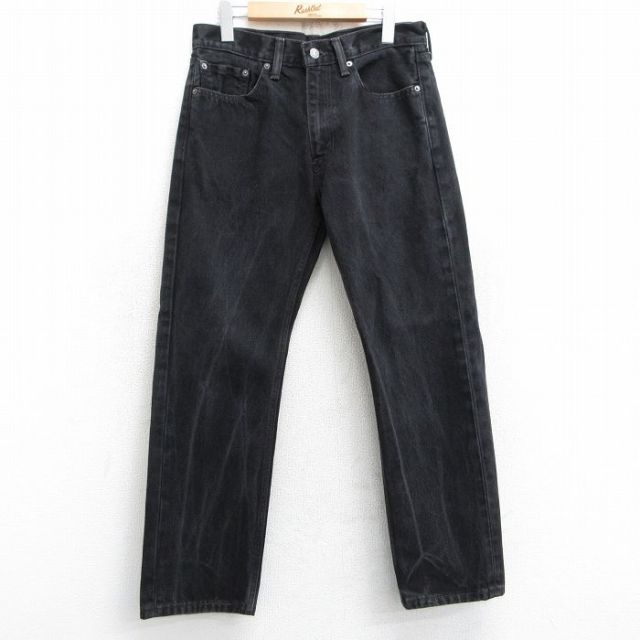 W31★古着 ジーンズ Levis リーバイス 505 メンズ コットン 黒 ブラック デニム 25mar05 中古 ボトムス ジーパン Gパン ロング パンツ
