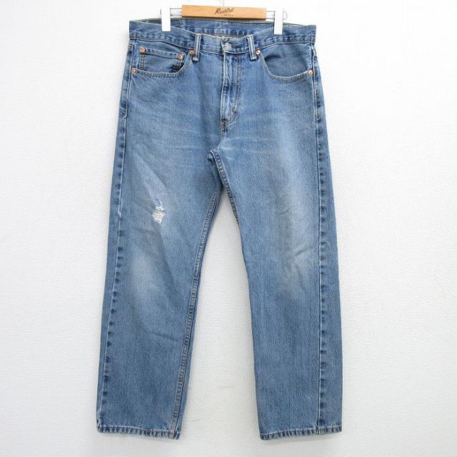 W36★古着 ジーンズ Levis リーバイス 505 メンズ コットン 紺 ネイビー デニム 25mar11 中古 ボトムス ジーパン Gパン ロング パンツ