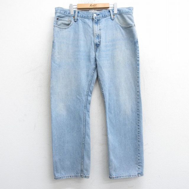 W40★古着 ジーンズ Levis リーバイス 505 メンズ 大きいサイズ コットン 薄紺 ネイビー デニム 25mar15 中古 ボトムス ジーパン Gパン ロング パンツ