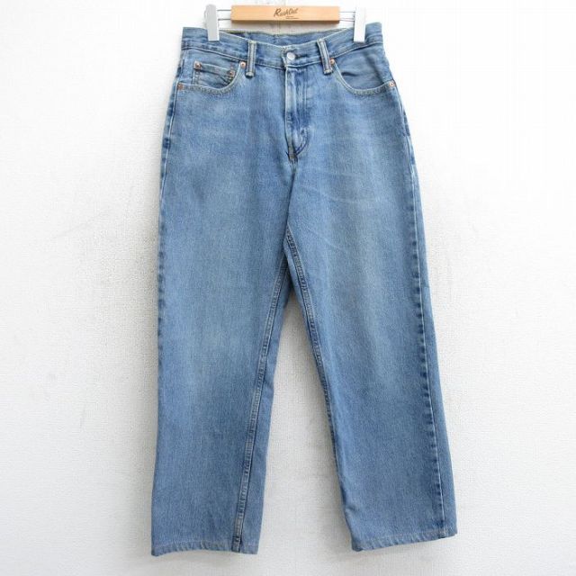 W29★古着 ジーンズ Levis リーバイス 550 メンズ ヒゲ コットン 紺 ネイビー デニム 25mar15 中古 ボトムス ジーパン Gパン ロング パンツ
