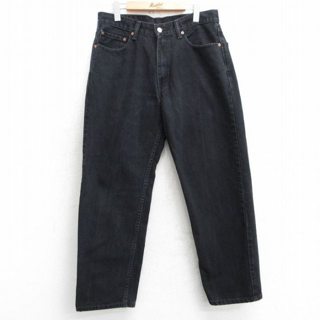 W32★古着 ジーンズ Levis リーバイス 550 メンズ コットン 黒 ブラック デニム 【spe】 25mar15 中古 ボトムス ジーパン Gパン ロング パンツ