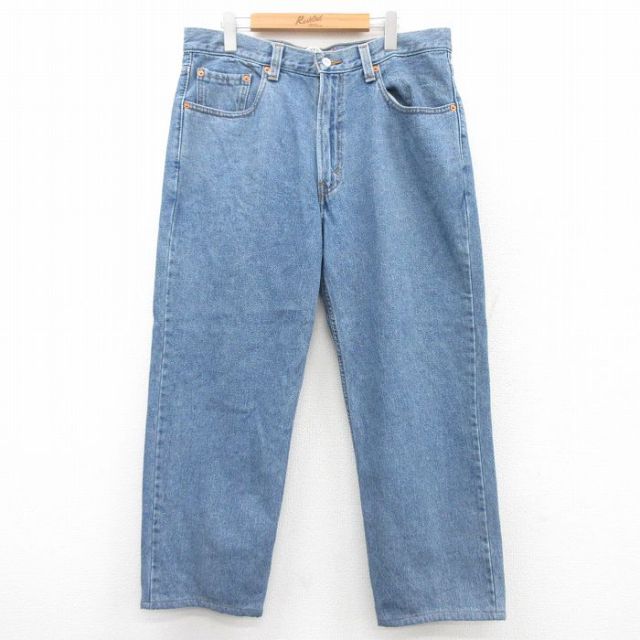 W37★古着 ジーンズ Levis リーバイス 550 メンズ 薄紺 ネイビー デニム 25mar17 中古 ボトムス ジーパン Gパン ロング パンツ