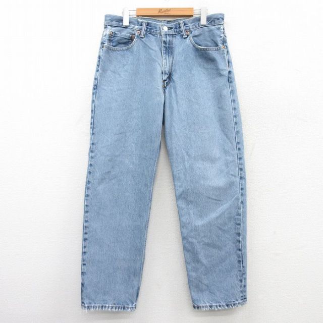 W34★古着 ジーンズ Levis リーバイス 550 メンズ 薄紺 ネイビー デニム 25mar17 中古 ボトムス ジーパン Gパン ロング パンツ
