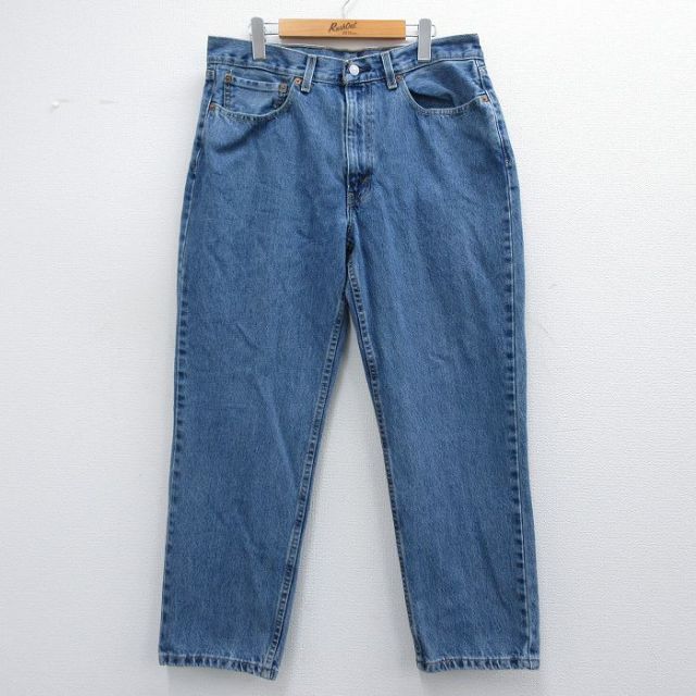 W34★古着 ジーンズ Levis リーバイス 550 メンズ コットン 薄紺 ネイビー デニム 25mar17 中古 ボトムス ジーパン Gパン ロング パンツ