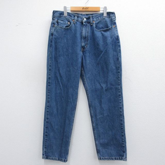 W34★古着 ジーンズ Levis リーバイス 550 メンズ コットン 紺 ネイビー デニム 25mar17 中古 ボトムス ジーパン Gパン ロング パンツ