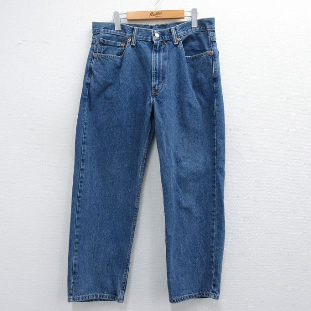 W34★古着 ジーンズ Levis リーバイス 550 メンズ コットン 紺 ネイビー デニム 25mar17 中古 ボトムス ジーパン Gパン ロング パンツ