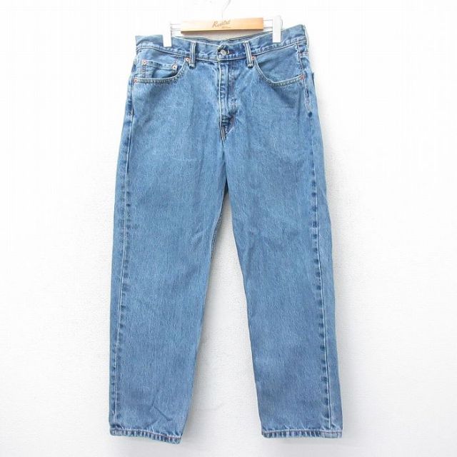 W34★古着 ジーンズ Levis リーバイス 550 メンズ コットン 紺 ネイビー デニム 25mar18 中古 ボトムス ジーパン Gパン ロング パンツ