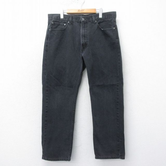 W38★古着 ジーンズ Levis リーバイス 505 メンズ 黒 ブラック デニム 25mar18 中古 ボトムス ジーパン Gパン ロング パンツ