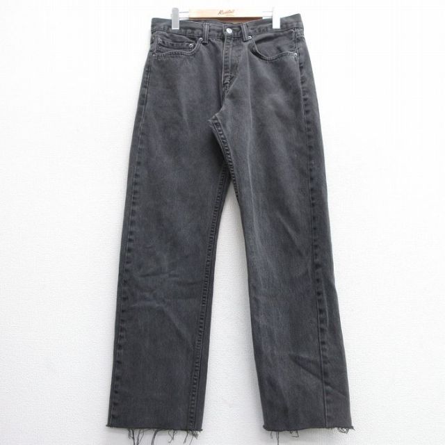 W34★古着 ジーンズ Levis リーバイス 505 メンズ コットン 黒 ブラック デニム 25mar25 中古 ボトムス ジーパン Gパン ロング パンツ