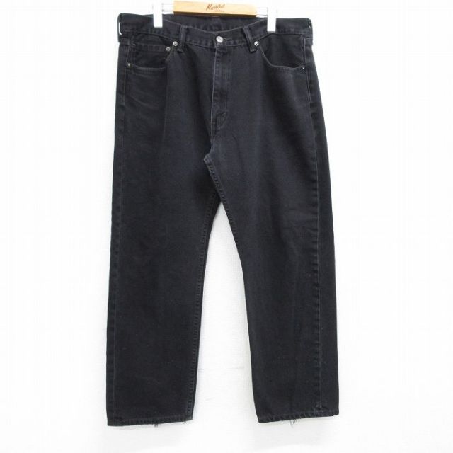 W37★古着 ジーンズ Levis リーバイス 505 メンズ コットン 黒 ブラック デニム 25mar28 中古 ボトムス ジーパン Gパン ロング パンツ