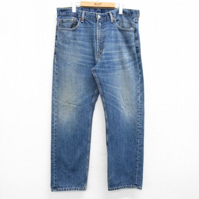 W38★古着 ジーンズ Levis リーバイス 505 メンズ ヒゲ コットン 紺 ネイビー デニム 25mar28 中古 ボトムス ジーパン Gパン ロング パンツ