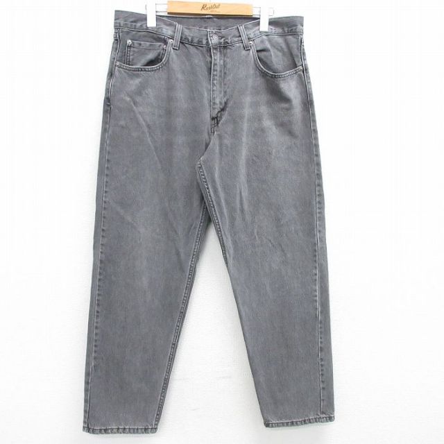 W35★古着 ジーンズ Levis リーバイス 550 メンズ ヒゲ テーパード コットン 濃グレー デニム 25mar28 中古 ボトムス ジーパン Gパン ロング パンツ