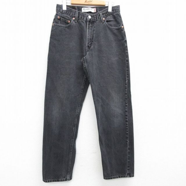 W30★古着 ジーンズ Levis リーバイス 550 メンズ コットン 黒 ブラック デニム 25mar28 中古 ボトムス ジーパン Gパン ロング パンツ