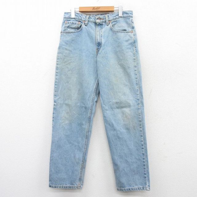 W32★古着 ジーンズ Levis リーバイス 550 メンズ 90年代 90s コットン USA製 紺 ネイビー デニム 25mar28 中古 ボトムス ジーパン Gパン ロング パンツ