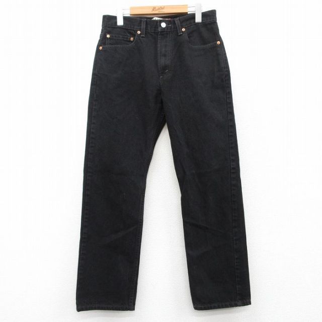 W32★古着 ジーンズ Levis リーバイス 505 メンズ コットン 黒 ブラック デニム 25mar28 中古 ボトムス ジーパン Gパン ロング パンツ