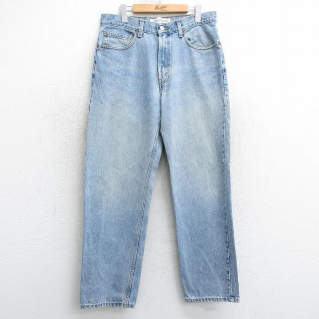 W33★古着 ジーンズ Levis リーバイス 550 メンズ コットン 薄紺 ネイビー デニム 25apr03 中古 ボトムス ジーパン Gパン ロング パンツ