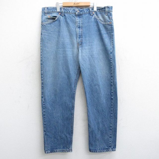 W42★古着 ジーンズ Levis リーバイス 505 メンズ 90年代 90s ヒゲ 大きいサイズ コットン 紺 ネイビー デニム 25apr03 中古 ボトムス ジーパン Gパン ロング パンツ