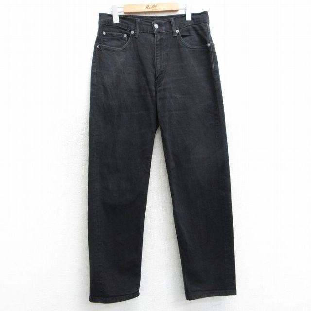 W33★古着 ジーンズ Levis リーバイス 550 メンズ ヒゲ 黒 ブラック デニム 25apr03 中古 ボトムス ジーパン Gパン ロング パンツ