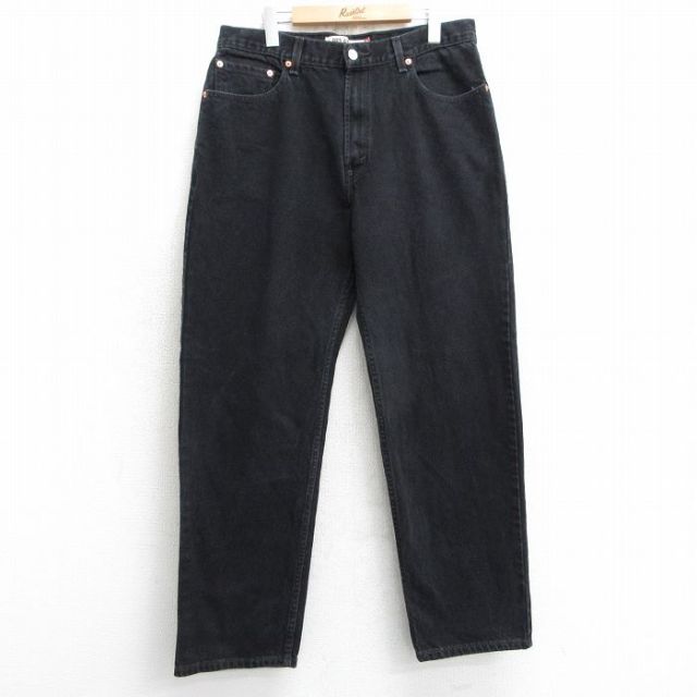 W35★古着 ジーンズ Levis リーバイス 550 メンズ コットン 黒 ブラック デニム 25apr17 中古 ボトムス ジーパン Gパン ロング パンツ