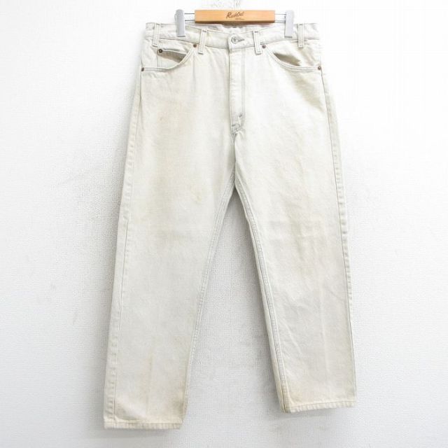 W35★古着 ジーンズ Levis リーバイス 505 メンズ 90年代 90s USA製 ベージュ系 カーキ デニム 【spe】 25apr17 中古 ボトムス ジーパン Gパン ロング パンツ