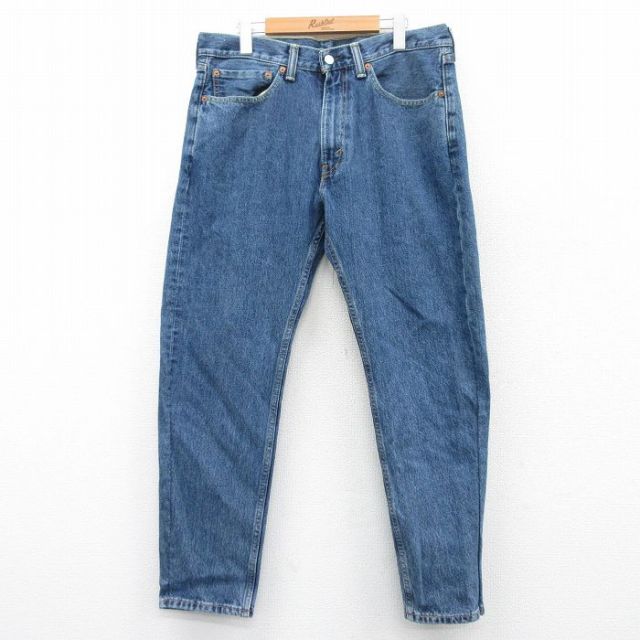W34★古着 Levis リーバイス 505 メンズ コットン 紺 ネイビー デニム 25apr30 中古 ボトムス ジーパン Gパン ロング パンツ