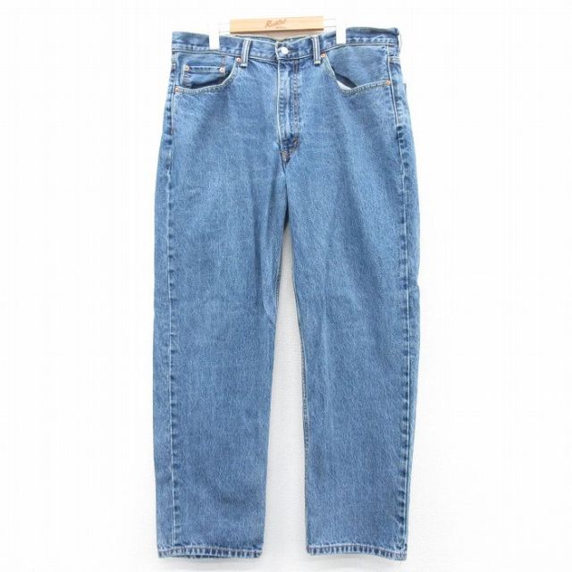 W38★古着 Levis リーバイス 550 メンズヒゲ コットン 紺 ネイビー デニム 25apr30 中古 メンズ ボトムス ジーパン Gパン ロング パンツ