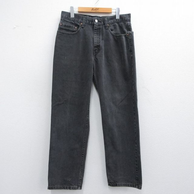 W34★古着 ジーンズ Levis リーバイス 550 メンズ コットン 黒 ブラック デニム 25may14 中古 ボトムス ジーパン Gパン ロング パンツ