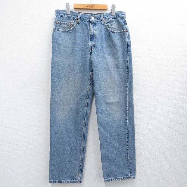 W34★古着 ジーンズ Levis リーバイス 550 メンズ 00年代 00s ヒゲ コットン 紺 ネイビー デニム 25may14 中古 ボトムス ジーパン Gパン ロング パンツ