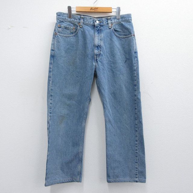 W34★古着 ジーンズ Levis リーバイス 505 メンズ 00年代 00s コットン 紺 ネイビー デニム 25may14 中古 ボトムス ジーパン Gパン ロング パンツ