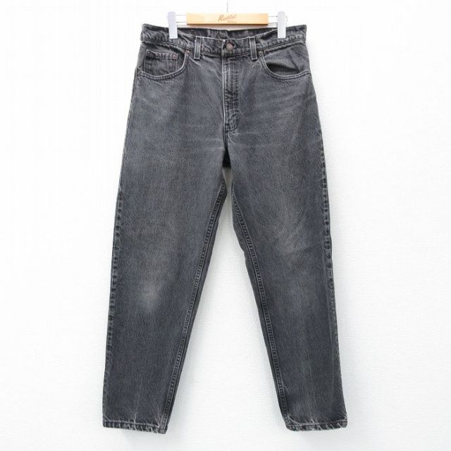 W34★古着 リーバイス Levis 550 メンズ 90年代 90s ヒゲ コットン USA製 黒 ブラック デニム 25may15 中古 ボトムス ジーパン Gパン ロング パンツ